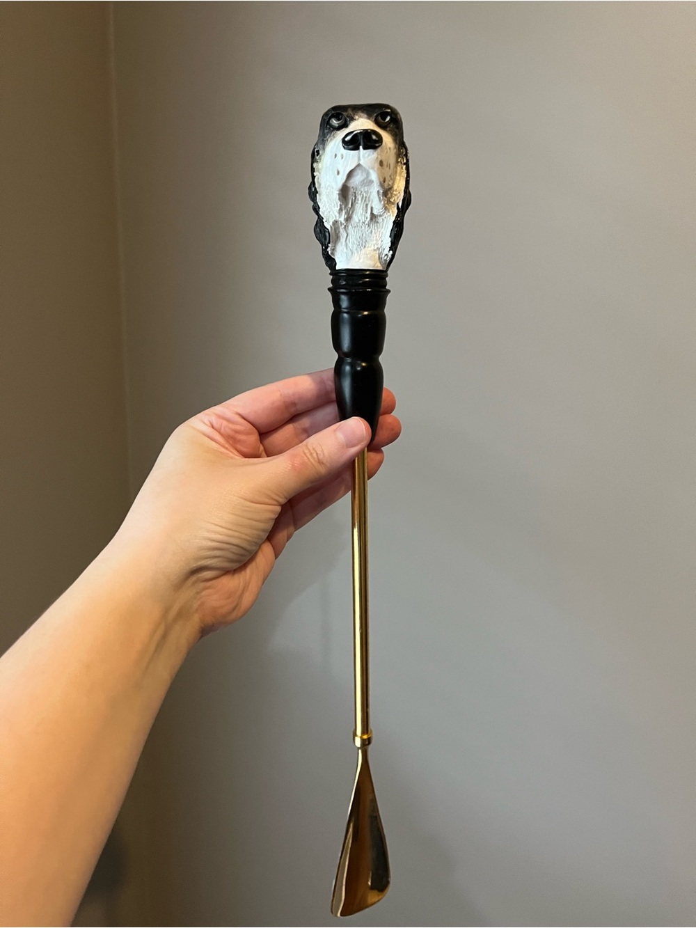 Vintage Long Handled Shoe Horn Gold/Brass Tone Metal